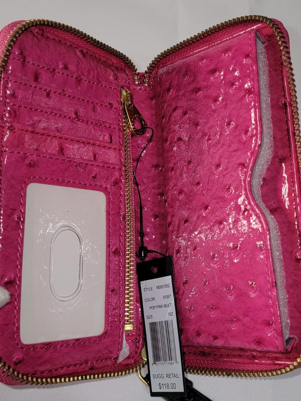 Marc by Marc Jacobs Hot Pink Ostrich-Embossed Wristlet Clutch Wallet NWT. - Picture 9 of 16